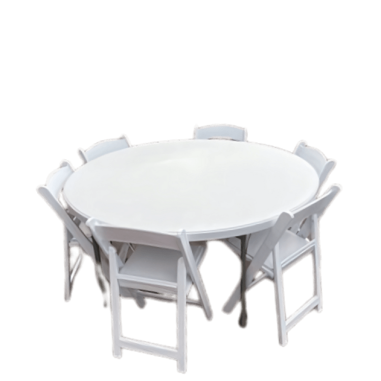 1 60 round table + 6 garden chairs (1 set)