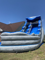 Blue curved waterslide