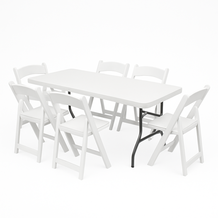 1 6ft table + 6 garden chairs